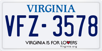 VA license plate VFZ3578