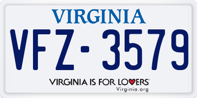 VA license plate VFZ3579