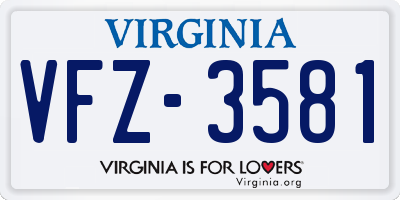 VA license plate VFZ3581