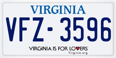 VA license plate VFZ3596