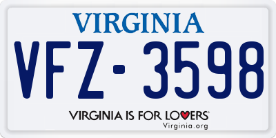VA license plate VFZ3598