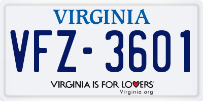 VA license plate VFZ3601