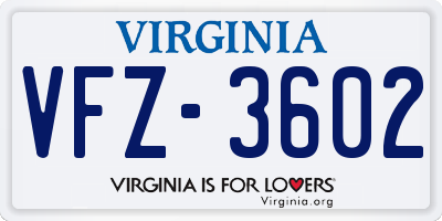 VA license plate VFZ3602