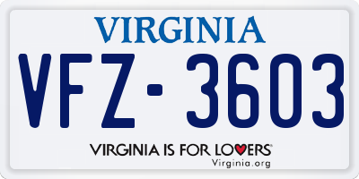 VA license plate VFZ3603