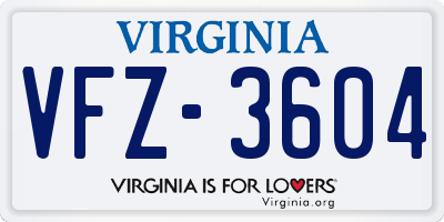 VA license plate VFZ3604