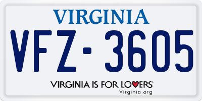 VA license plate VFZ3605