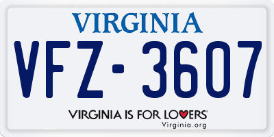 VA license plate VFZ3607