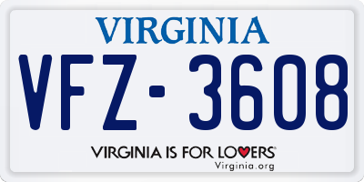 VA license plate VFZ3608