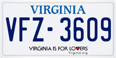 VA license plate VFZ3609