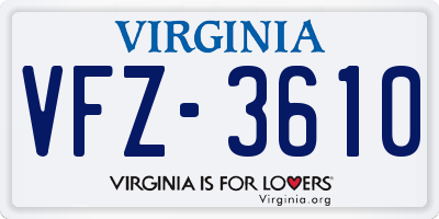 VA license plate VFZ3610