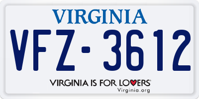 VA license plate VFZ3612