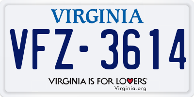 VA license plate VFZ3614