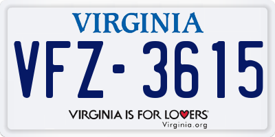 VA license plate VFZ3615