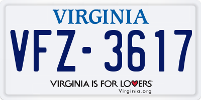VA license plate VFZ3617