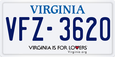 VA license plate VFZ3620