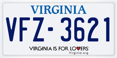 VA license plate VFZ3621