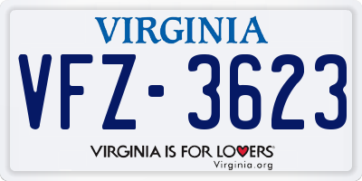 VA license plate VFZ3623