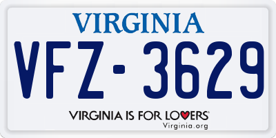 VA license plate VFZ3629