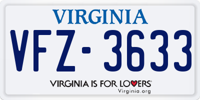 VA license plate VFZ3633