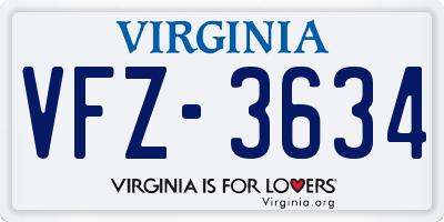 VA license plate VFZ3634