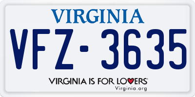 VA license plate VFZ3635