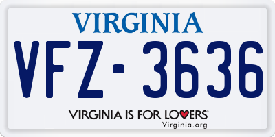 VA license plate VFZ3636