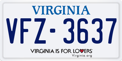 VA license plate VFZ3637