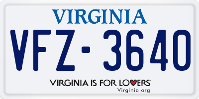 VA license plate VFZ3640