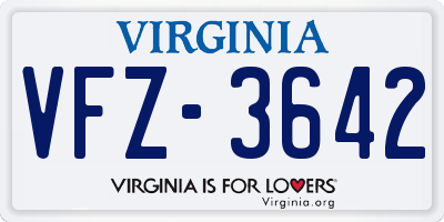VA license plate VFZ3642