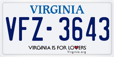 VA license plate VFZ3643
