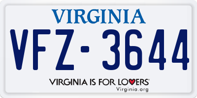 VA license plate VFZ3644