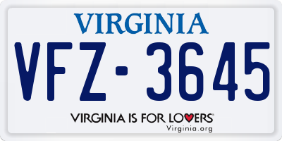 VA license plate VFZ3645
