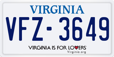 VA license plate VFZ3649