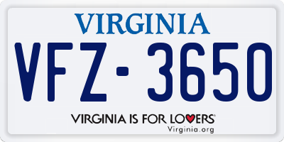 VA license plate VFZ3650