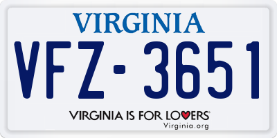 VA license plate VFZ3651