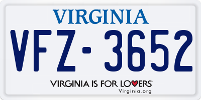 VA license plate VFZ3652