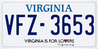 VA license plate VFZ3653