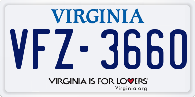 VA license plate VFZ3660