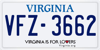 VA license plate VFZ3662