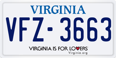 VA license plate VFZ3663