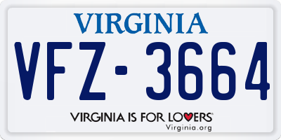 VA license plate VFZ3664