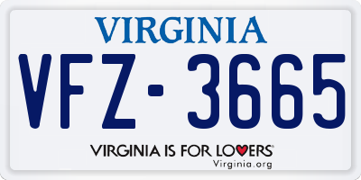 VA license plate VFZ3665