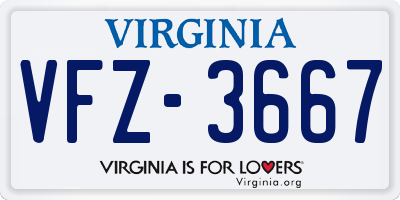 VA license plate VFZ3667