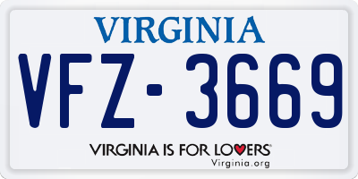 VA license plate VFZ3669