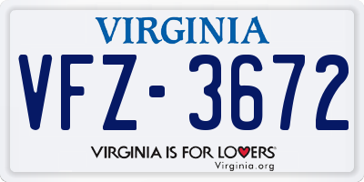 VA license plate VFZ3672