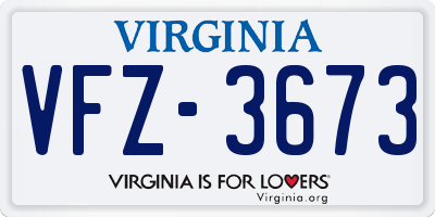 VA license plate VFZ3673