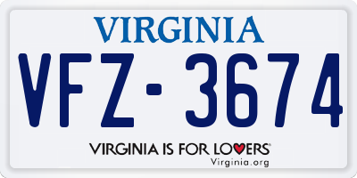 VA license plate VFZ3674