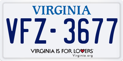 VA license plate VFZ3677