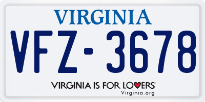 VA license plate VFZ3678