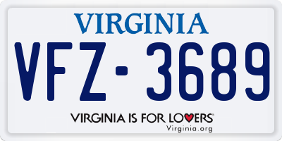 VA license plate VFZ3689